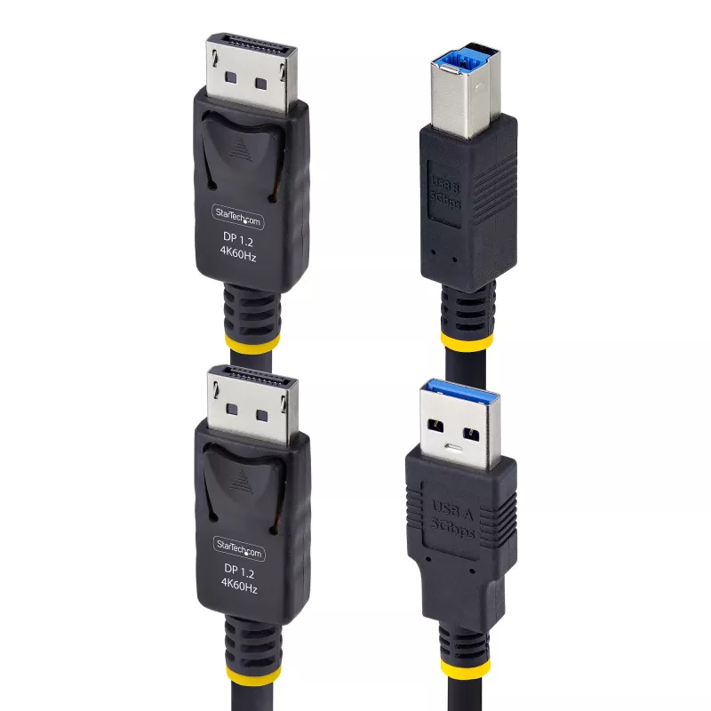 StarTech.com 10ft (3m) DisplayPort i USB 5Gbps Kabel KVM, 4K 60Hz, Uniwersalnie kompatybilny Kabel DP 1.2/USB 3.0 Combo do przełączników KVM
