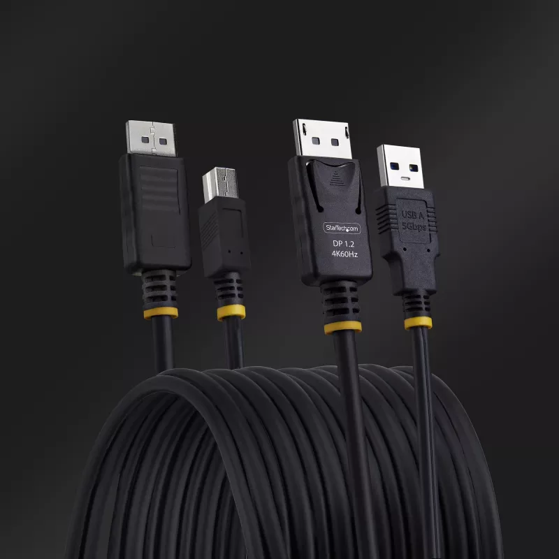 StarTech.com 10ft (3m) DisplayPort i USB 5Gbps Kabel KVM, 4K 60Hz, Uniwersalnie kompatybilny Kabel DP 1.2/USB 3.0 Combo do przełączników KVM