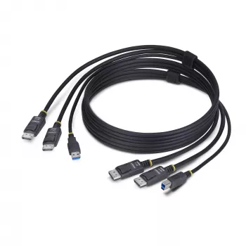 StarTech.com Kabel KVM Dual-DisplayPort i USB 5Gbps 1,8 m (6 stóp), 4K 60 Hz, uniwersalnie kompatybilny przewód combo DP 1.2/USB 3.0 do przełączników KVM z dwoma monitorami