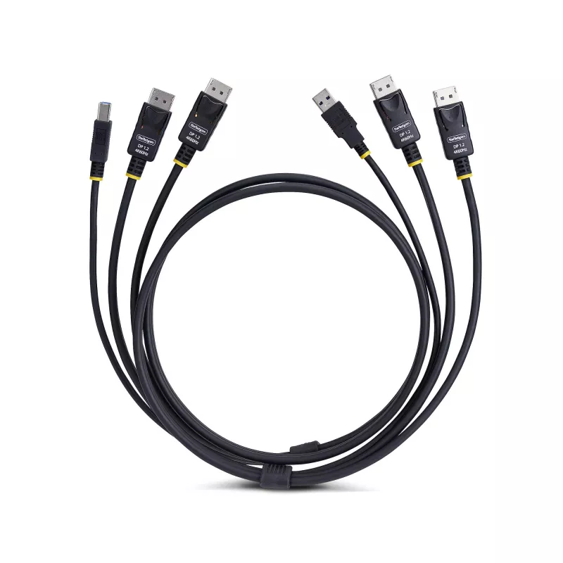 StarTech.com Kabel KVM Dual-DisplayPort i USB 5Gbps 1,8 m (6 stóp), 4K 60 Hz, uniwersalnie kompatybilny przewód combo DP 1.2/USB 3.0 do przełączników KVM z dwoma monitorami
