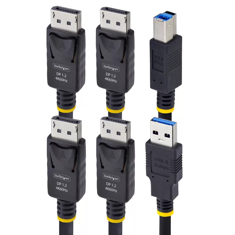 StarTech.com Kabel KVM Dual-DisplayPort i USB 5Gbps 1,8 m (6 stóp), 4K 60 Hz, uniwersalnie kompatybilny przewód combo DP 1.2/USB 3.0 do przełączników KVM z dwoma monitorami