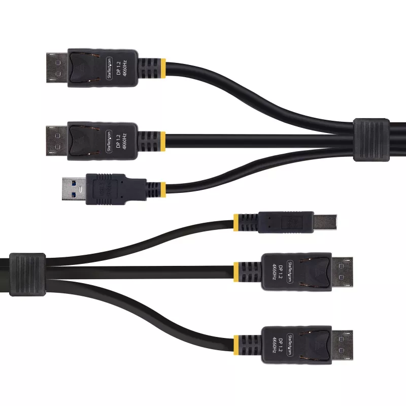 StarTech.com Kabel KVM Dual-DisplayPort i USB 5Gbps 1,8 m (6 stóp), 4K 60 Hz, uniwersalnie kompatybilny przewód combo DP 1.2/USB 3.0 do przełączników KVM z dwoma monitorami