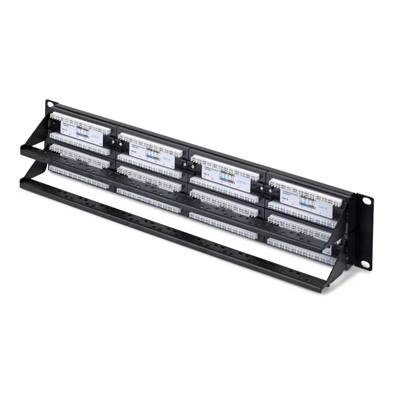 StarTech.com 48-Port 2U Rackmount Cat6 Patch Panel, RJ45, UTP, 110 Punch-Down, Cat 6 Ethernet Patch Panel do sieciowej szafy serwerowej