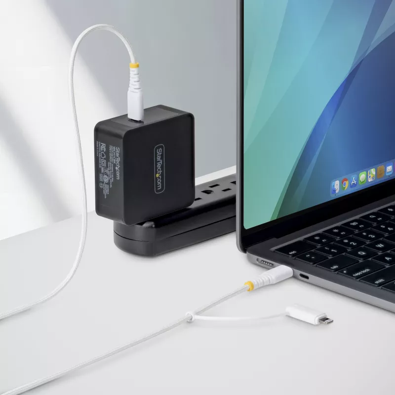 StarTech.com 1m (3ft) 2-w-1 wytrzymały kabel ładujący USB-C z adapterem Lightning, 30W/60W (3A), certyfikat Apple MFi, pleciony przewód ładowarki USB-C do iPhone/iPad/Android