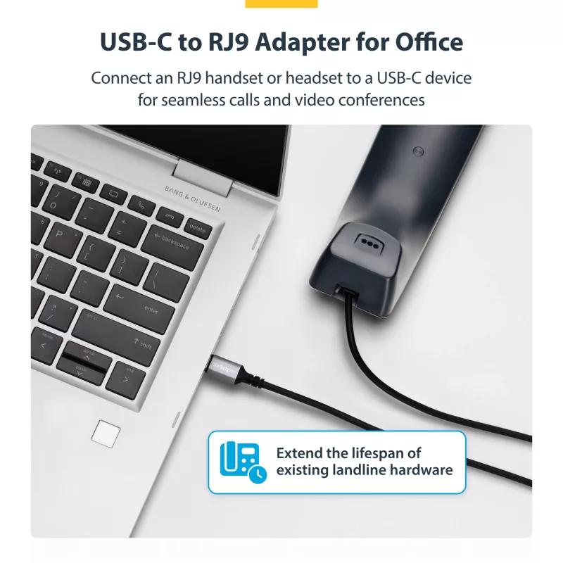StarTech.com UR9-HEADSET-ADAPTER adapter złącza złącza USB-C RJ-9 Czarny