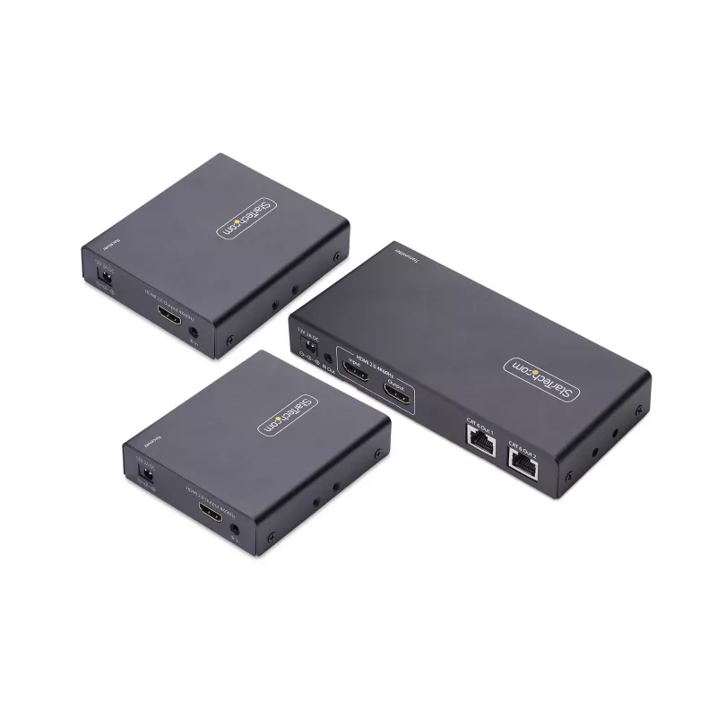 StarTech.com 2-portowy przedłużacz i rozdzielacz HDMI przez CAT6, 4K 60 Hz, do 70 m, zestaw dystrybucyjny 1x2 HDMI przez Ethernet z IR i zasilaniem przez kabel