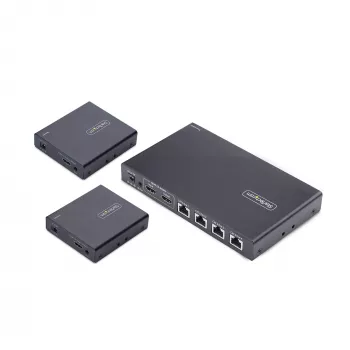 StarTech.com 4-portowy przedłużacz i rozgałęźnik HDMI przez CAT6, 4K 60 Hz, do 70 m (230 stóp), zestaw dystrybucyjny HDMI przez Ethernet 1x4 z IR i zasilaniem przez kabel