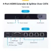 StarTech.com 4-portowy przedłużacz i rozgałęźnik HDMI przez CAT6, 4K 60 Hz, do 70 m (230 stóp), zestaw dystrybucyjny HDMI przez Ethernet 1x4 z IR i zasilaniem przez kabel