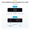 StarTech.com 4-portowy przedłużacz i rozgałęźnik HDMI przez CAT6, 4K 60 Hz, do 70 m (230 stóp), zestaw dystrybucyjny HDMI przez Ethernet 1x4 z IR i zasilaniem przez kabel
