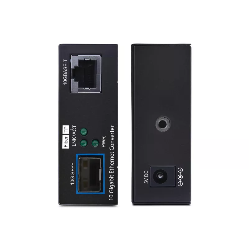 StarTech.com 10GbE SFP+ Fiber Media Converter, 10 Gigabit Ethernet RJ-45 do 10GBASE-X SFP+, jednomodowy, wielomodowy, ramki Jumbo 16K, zgodny z TAA