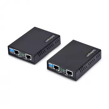 StarTech.com zestaw przedłużacza Ethernet VDSL2 przez pojedynczą parę przewodów, do 0,6 mili (1 km) zasięgu, repeater LAN przez linię telefoniczną/CAT5e/CAT6, do 300 Mb/s, zamiennik dla 110VDSLEXTEU - TAA