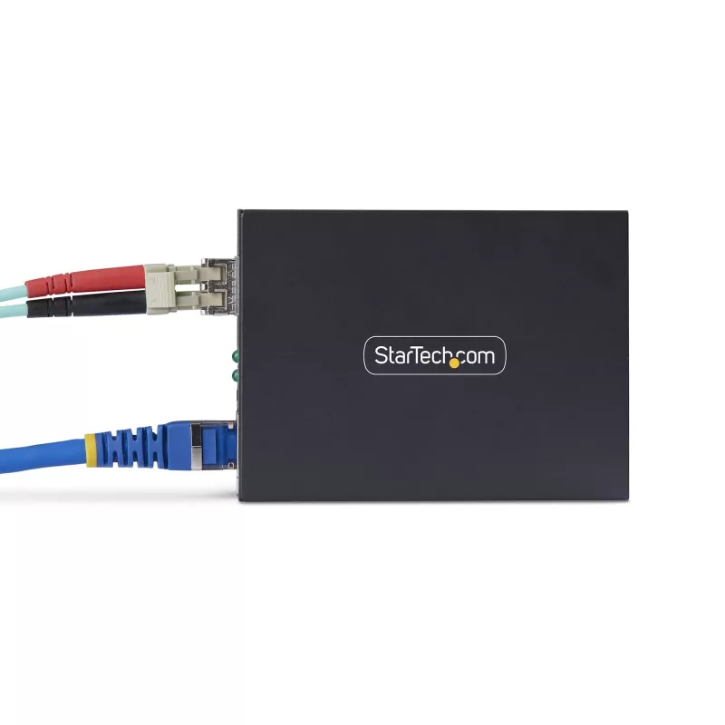 StarTech.com Konwerter mediów Gigabit Ethernet miedź-światłowód, SM LC, 20 km, 10/100/1000 Mb/s, RJ45 na LC, pełny metal, ramki Jumbo 9K, zgodny z TAA