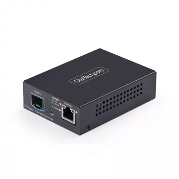 StarTech.com 10GbE Multi-Gigabit otwarty konwerter mediów SFP+ na światłowód, 10G/5G/2.5G/1G/100M, miedź na 10GBASE-X SFP+, jednomodowy, wielomodowy, 16K Jumbo Frames, TAA