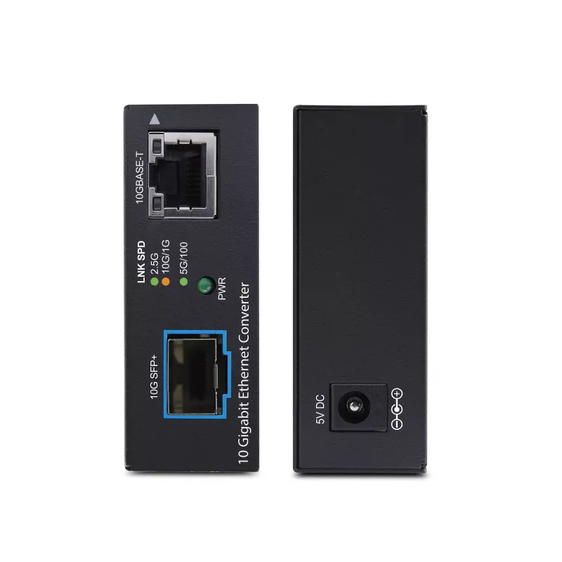 StarTech.com 10GbE Multi-Gigabit otwarty konwerter mediów SFP+ na światłowód, 10G/5G/2.5G/1G/100M, miedź na 10GBASE-X SFP+, jednomodowy, wielomodowy, 16K Jumbo Frames, TAA