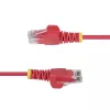 StarTech.com 1,5 m czerwony cienki kabel Ethernet kat. 6, bezzaczepowy, PoE 100 W, UTP, LSZH, 28 AWG czysta miedź, cienki patchcord RJ45 z odciążkami, indywidualnie testowany