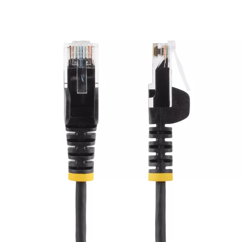Kabel Ethernet StarTech.com 5 m, czarny, cienki CAT6, Snagless, PoE 100 W, UTP, LSZH, 28AWG, przewód z czystej miedzi, cienka kabel krosowy RJ45 z odciążeniami, testowany indywidualnie