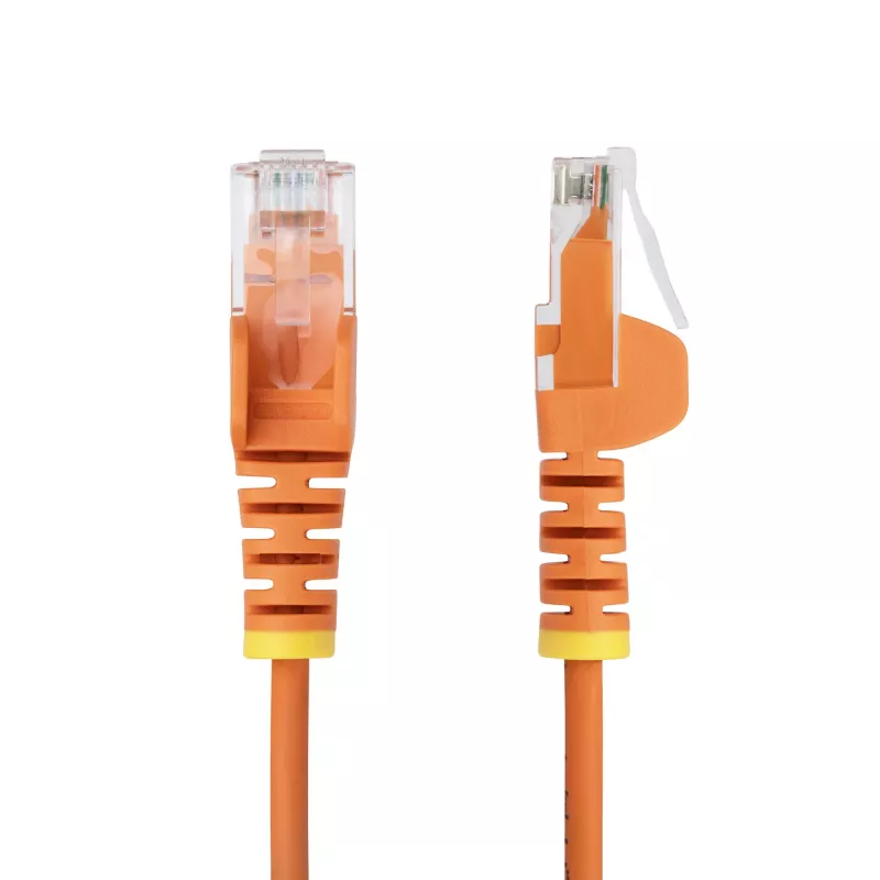 StarTech.com 5 m pomarańczowy cienki kabel Ethernet kat. 6, bezzaczepowy, PoE 100 W, UTP, LSZH, linka z czystej miedzi 28 AWG, cienki przewód krosowy sieci LAN RJ45 z odciążkami, testowany indywidualnie