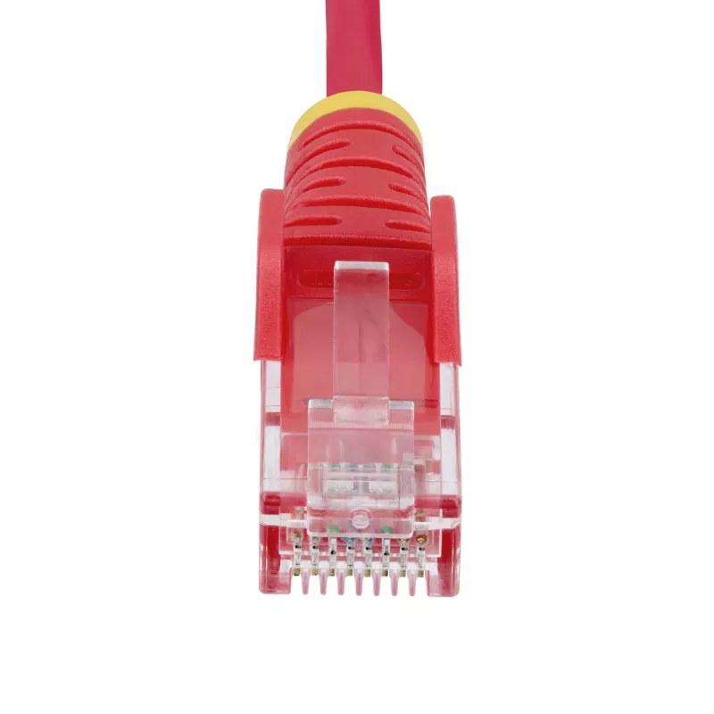 StarTech.com 7 m czerwony cienki kabel Ethernet CAT6, z zaczepami ochronnymi, 100 W PoE, UTP, LSZH, 28 AWG z przewodów z czystej miedzi, cienki przewód krosowy sieciowy RJ45 z odciążkami, testowany indywidualnie