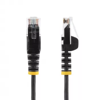 StarTech.com 15 m Czarny Cienki Kabel Ethernetowy CAT6 Bez Zaczepów, 100 W PoE, UTP, LSZH, Przewód z Czystej Miedzi 28 AWG, Cienka Kabel Krosowy RJ45 z Odciążeniami, Testowany Indywidualnie