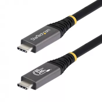 StarTech.com 50cm (1.6ft) Kabel USB4, 80 Gb/s, USB-IF Certyfikowany Kabel USB-C, 240W PD, 8K 120Hz/4K 240Hz DP2.1 DP80, Powłoka TPE, Kompatybilny z Thunderbolt 4 - Czarny przewód USB-C