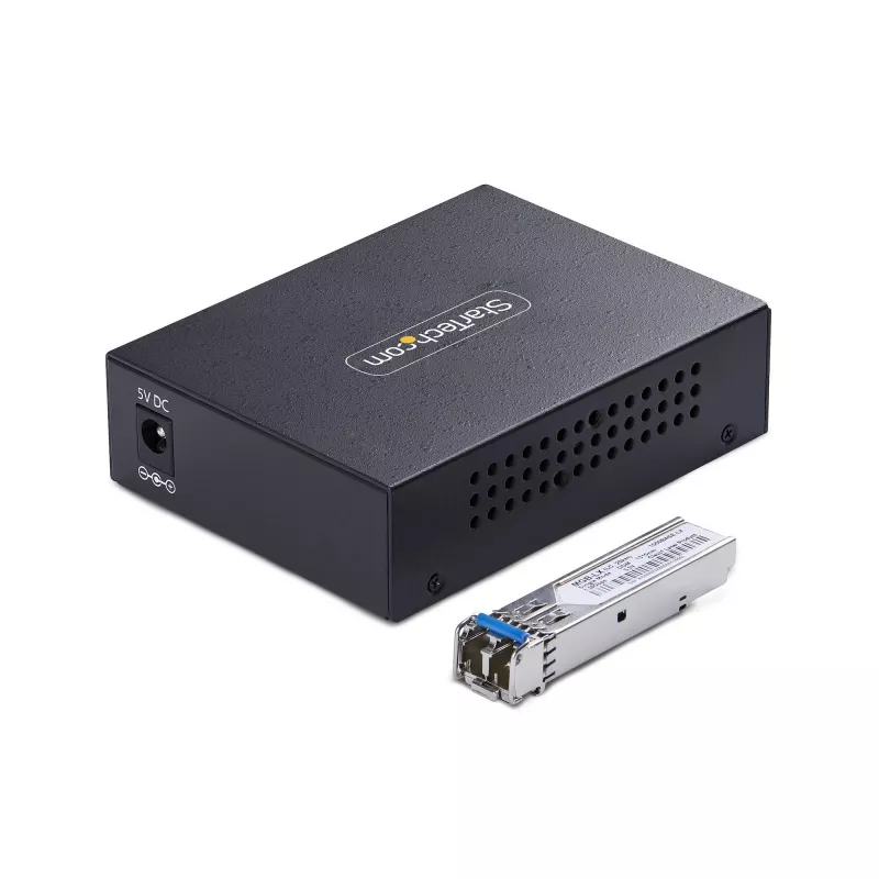 StarTech.com Konwerter mediów Gigabit Ethernet miedź-światłowód, SM LC, 40km, 10/100/1000 Mbps, RJ45 do LC, Full Metal, 9K Jumbo Frames, TAA Compliant