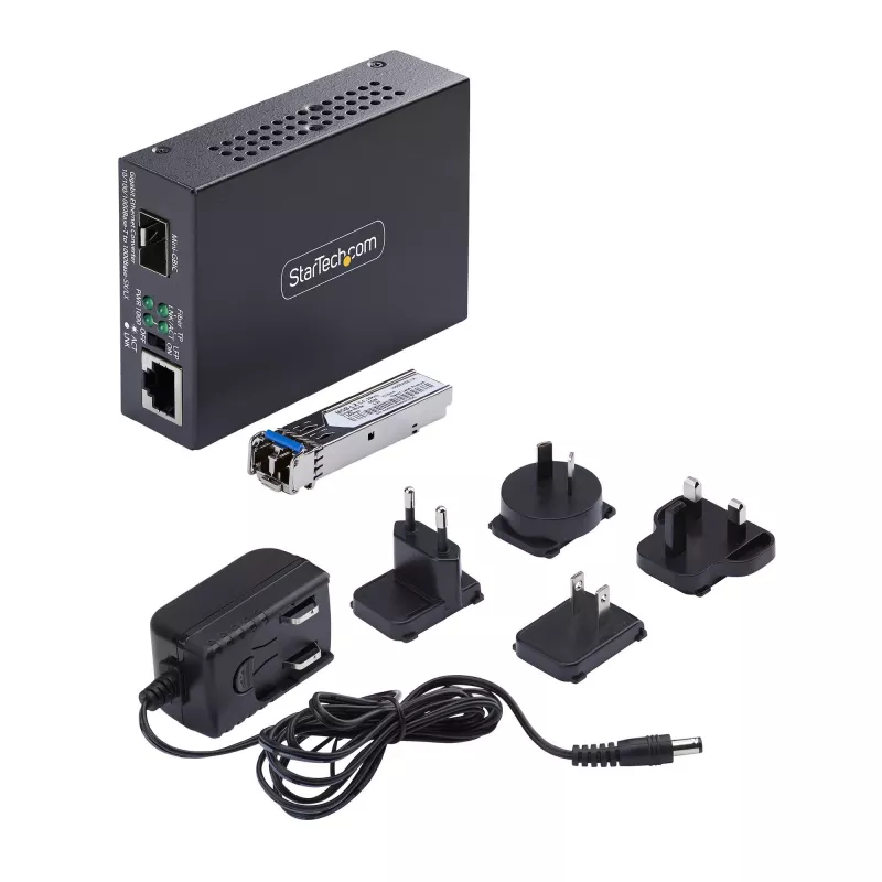 StarTech.com Konwerter mediów Gigabit Ethernet miedź-światłowód, SM LC, 40km, 10/100/1000 Mbps, RJ45 do LC, Full Metal, 9K Jumbo Frames, TAA Compliant