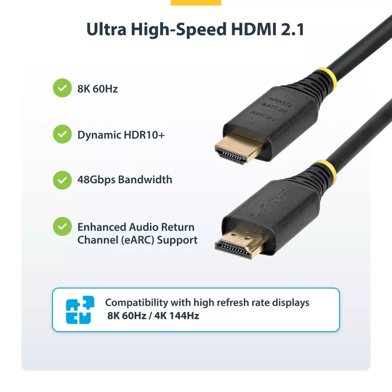 StarTech.com HDMI21-CBL-8K60-50CM Kabel HDMI 0,5 m HDMI Typ A (Standardowy) Czarny
