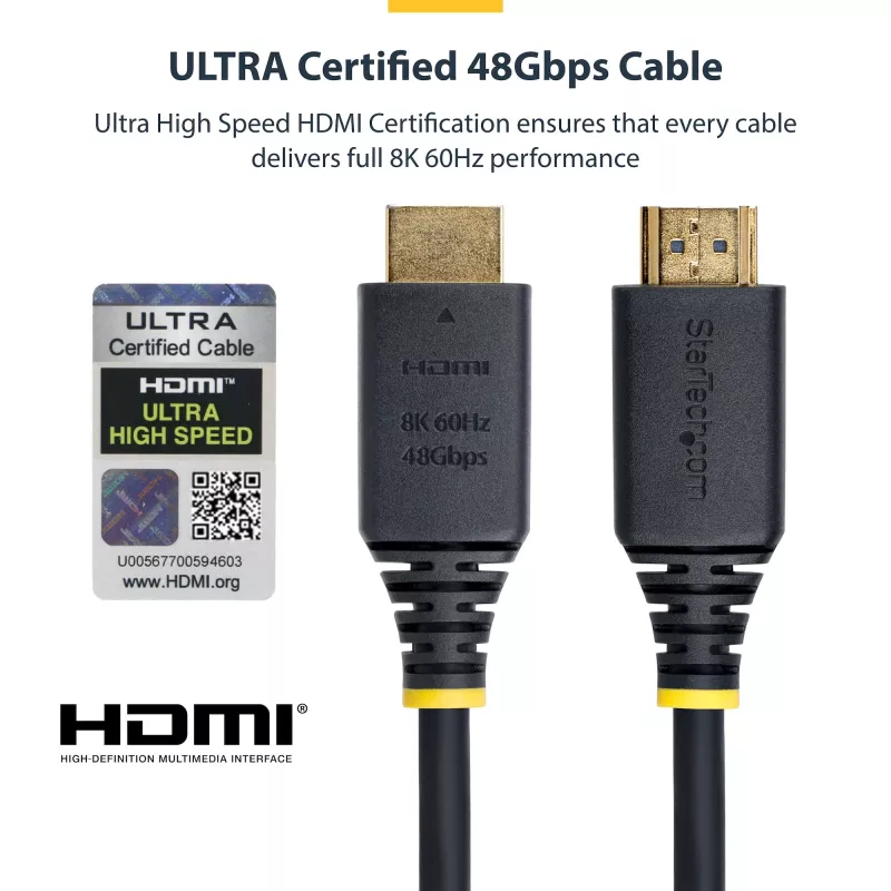 StarTech.com HDMI21-CBL-8K60-50CM Kabel HDMI 0,5 m HDMI Typ A (Standardowy) Czarny