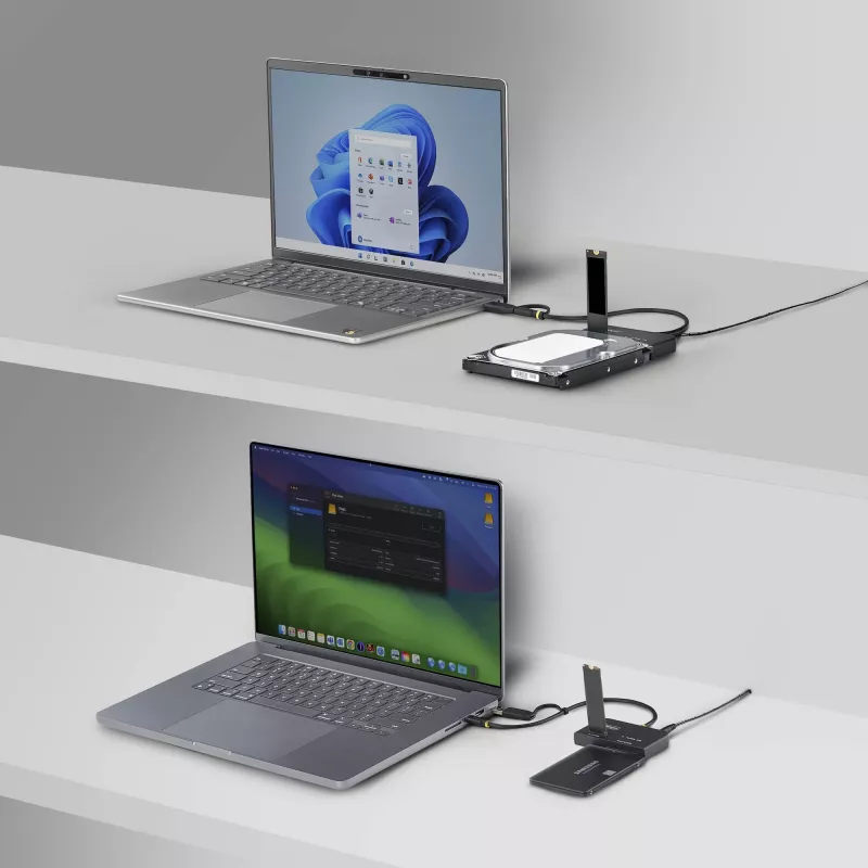 Adapter StarTech.com USB-C/USB-A do M.2 NVMe i SATA 2,5 inch/3,5 inch, 10 Gb/s, bez narzędziowy zewnętrzny czytnik dysków SSD HDD, klucz B+M/M