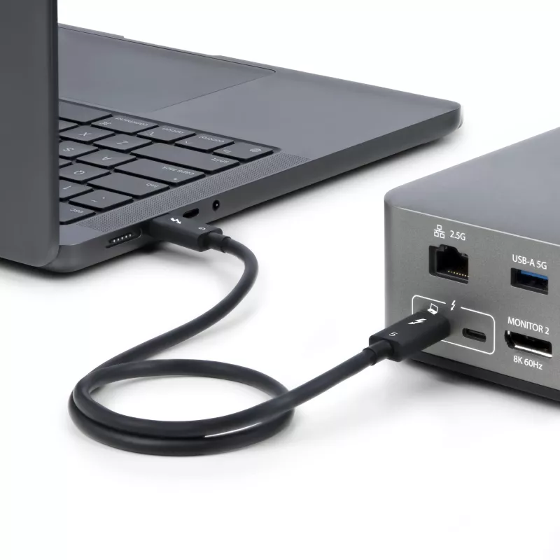 StarTech.com 2.6ft (80cm) kabel Thunderbolt 5, 80Gbps/do 120Gbps, 240W PD, 8K 60Hz, certyfikowany kabel Thunderbolt, kompatybilny z Thunderbolt 4/USB4/USB-C - biały