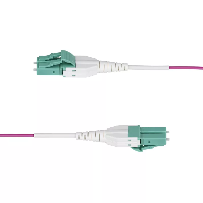 StarTech.com 30 m (100 stóp) kabel światłowodowy LC na LC (UPC) OM4 wielomodowy, Erika Violet, 50/125 µm, 40G/100G, LOMMF/VCSEL, złącze uniboot, OFNR Riser Rated