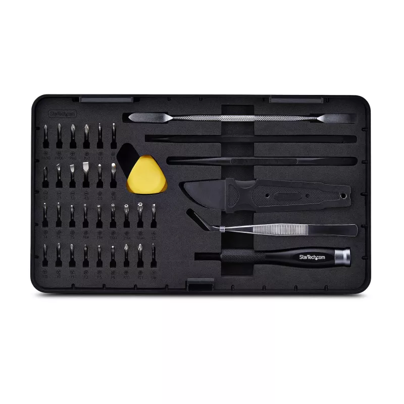 StarTech.com 40-elementowy zestaw narzędzi do naprawy komputerów do laptopów/PC/elektroniki/telefonów, zestaw precyzyjnych wkrętaków 30-bit, zdejmowana pokrywa z podkładką magnetyczną, narzędzia do podważania