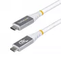 StarTech.com Kabel USB4 1 m (3 stopy), 80 Gb/s, certyfikowany przez USB-IF kabel USB-C, PD 240 W, 8K 120 Hz/4K 240 Hz DP2.1 DP80, koszulka TPE, kompatybilny z Thunderbolt 4 – biały przewód USB-C