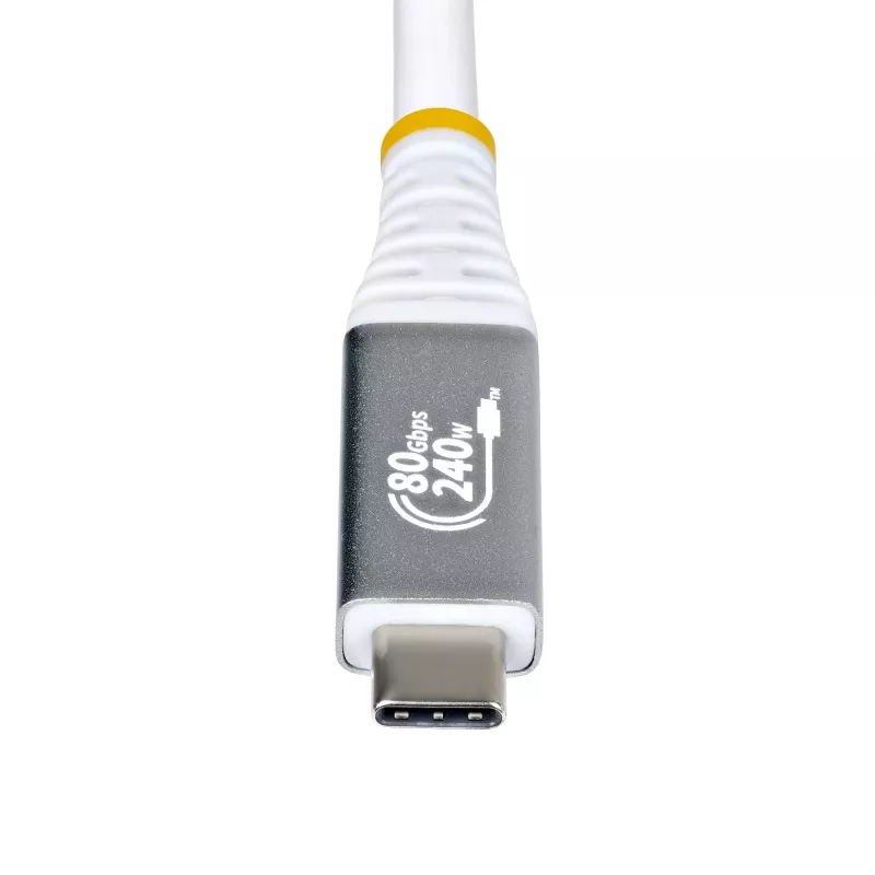 StarTech.com Kabel USB4 1 m (3 stopy), 80 Gb/s, certyfikowany przez USB-IF kabel USB-C, PD 240 W, 8K 120 Hz/4K 240 Hz DP2.1 DP80, koszulka TPE, kompatybilny z Thunderbolt 4 – biały przewód USB-C