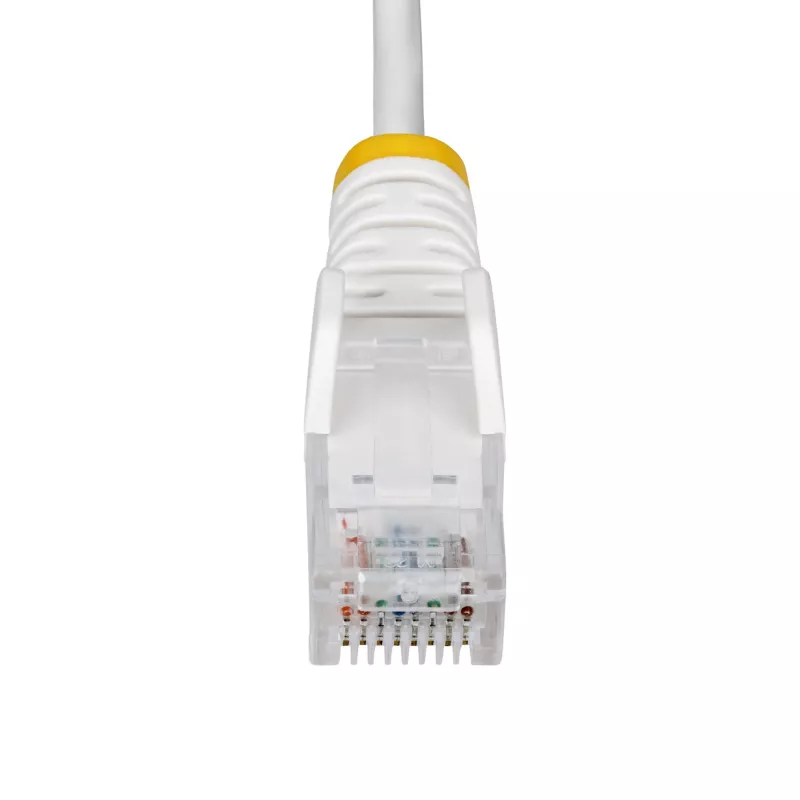 StarTech.com 25 cm biały cienki kabel Ethernet CAT6, bezzaczepowy, 100 W PoE, UTP, LSZH, 28 AWG czysta miedź goła, cienki przewód krosowy sieciowy RJ45 z odciążeniami, testowany indywidualnie