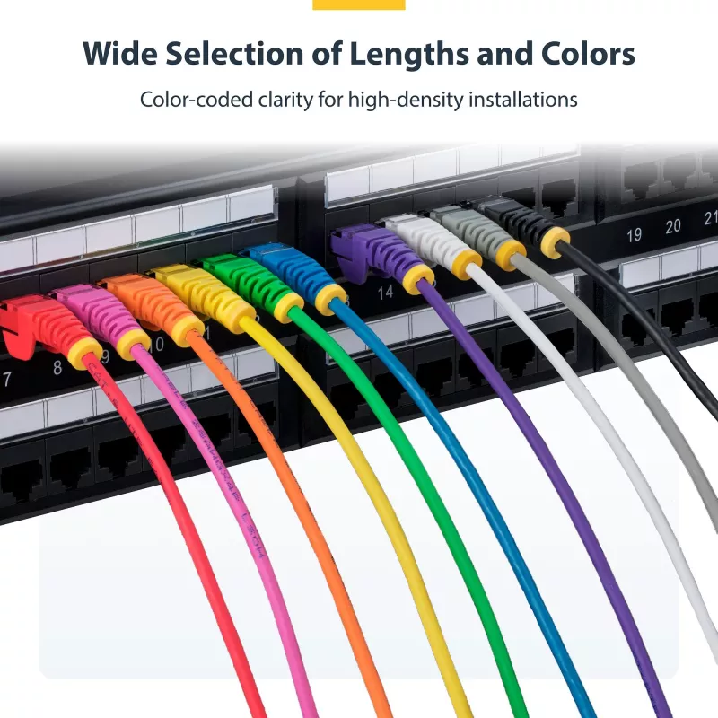 StarTech.com 25cm Czerwony Cienki Kabel Ethernet CAT6, Odporny na zaczepy, 100W PoE, UTP, LSZH, 28AWG Drut z czystej miedzi bez tlenu, Cienki przewód krosowy sieciowy RJ45 z odciążeniami, Indywidualnie testowany