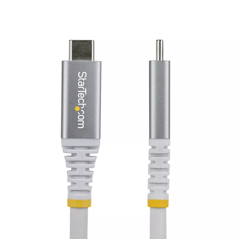StarTech.com 3m (10ft) Kabel USB4, 20Gbps, certyfikowany przez USB-IF kabel USB-C, 60W PD, 4K 120Hz DP 1.4, powłoka TPE, biały przewód USB-C