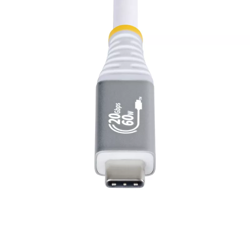 StarTech.com 3m (10ft) Kabel USB4, 20Gbps, certyfikowany przez USB-IF kabel USB-C, 60W PD, 4K 120Hz DP 1.4, powłoka TPE, biały przewód USB-C
