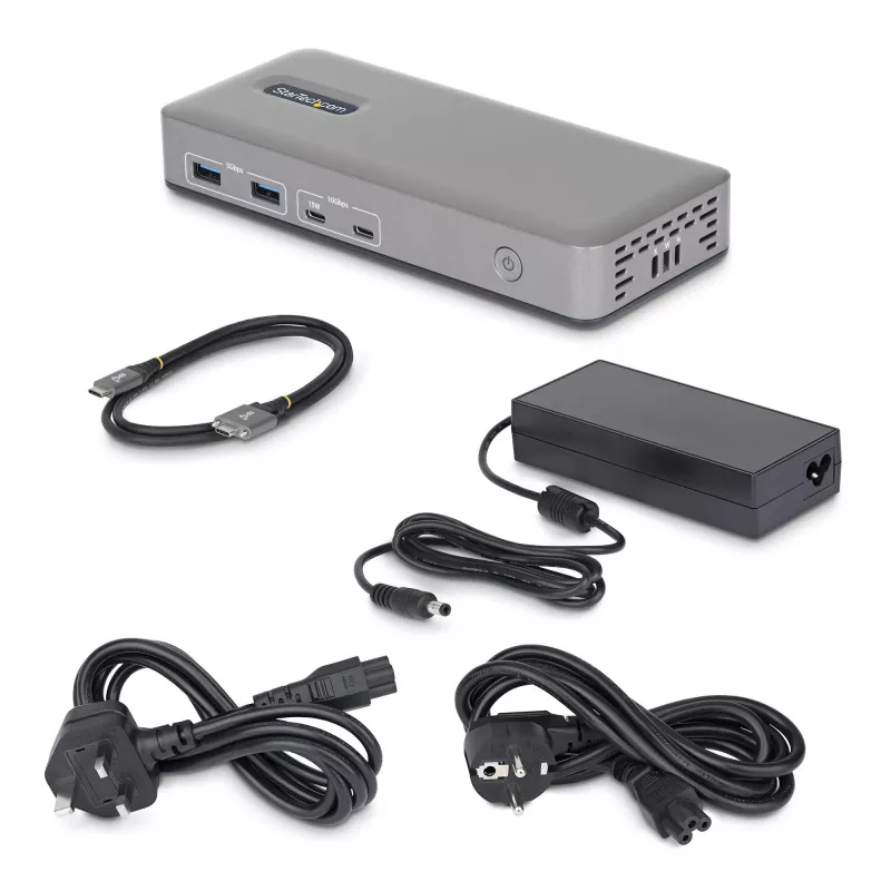 Stacja dokująca USB-C z dwoma monitorami, HDMI, 4K 60 Hz, ładowanie laptopa 100 W, 1 GbE, bezsterownikowa, dok do wielu monitorów dla Windows