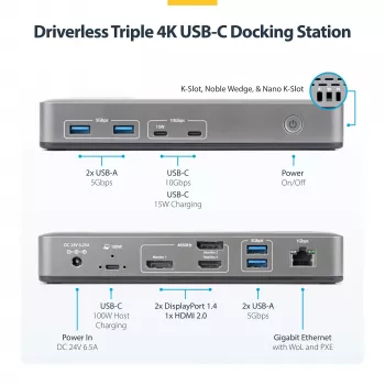 Stacja dokująca/replikator portów StarTech.com 199UE-USBC-DOCK przewodowa USB 3.2 Gen 2 (3.1 Gen 2) Type-C szary