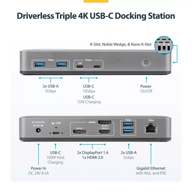 Stacja dokująca/replikator portów StarTech.com 199UE-USBC-DOCK przewodowa USB 3.2 Gen 2 (3.1 Gen 2) Type-C szary