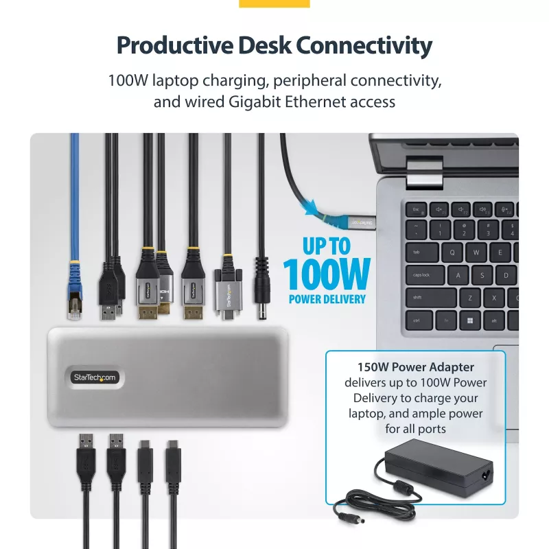 Stacja dokująca/replikator portów StarTech.com 199UE-USBC-DOCK przewodowa USB 3.2 Gen 2 (3.1 Gen 2) Type-C szary