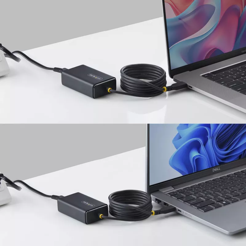 StarTech.com 65W USB-C Laptop Charger, 1.5m Tethered USB-C kabel, zasilacz Brick for Dell, XPS, HP ProBook, MacBook Pro, Microsoft Surface Pro
