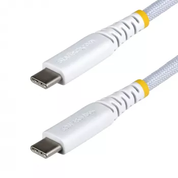 StarTech.com 1 m (3 stopy) biały kabel ładujący USB-C, 60 W (3 A) PD, dwuwarstwowy oplot nylon/TPE, wytrzymały przewód ładujący USB-C, kabel ładowarki do laptopa USB 2.0