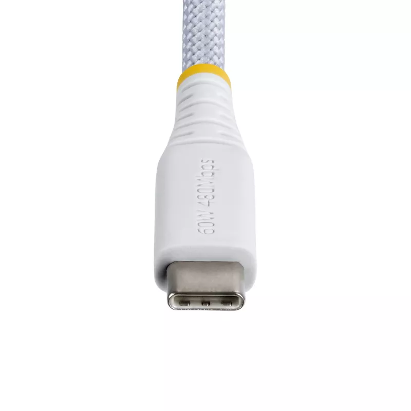 StarTech.com 1 m (3 stopy) biały kabel ładujący USB-C, 60 W (3 A) PD, dwuwarstwowy oplot nylon/TPE, wytrzymały przewód ładujący USB-C, kabel ładowarki do laptopa USB 2.0