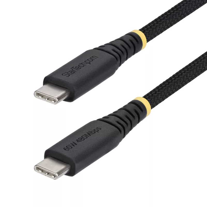 StarTech.com 30cm (1ft) Kabel ładujący USB-C, 60W (3A) PD, dwuwarstwowy oplot nylon/TPE, wytrzymały przewód ładujący USB-C, kabel ładujący do laptopa USB 2.0