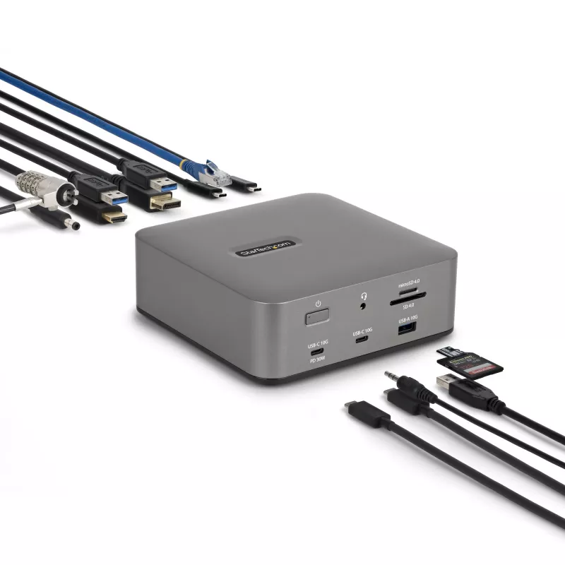 Stacja dokująca StarTech.com Thunderbolt 5, DP / HDMI, potrójny monitor do 4K 144 Hz lub podwójny 8K 60 Hz, 5 portów USB, ładowanie laptopa 140 W