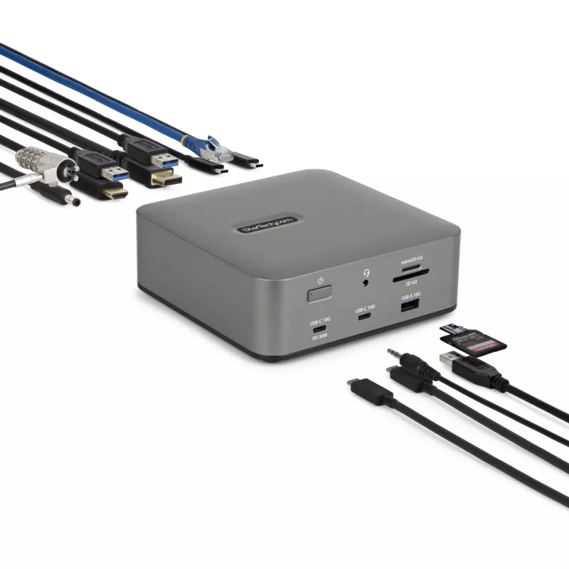 Stacja dokująca StarTech.com Thunderbolt 5, DP / HDMI, potrójny monitor do 4K 144 Hz lub podwójny 8K 60 Hz, 5 portów USB, ładowanie laptopa 140 W