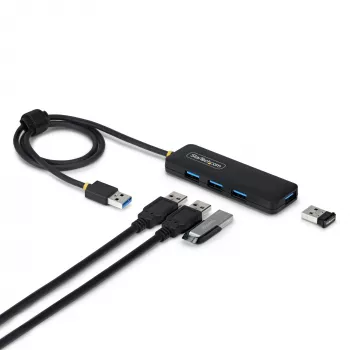 StarTech.com 4-Portowy Hub USB-A, 5 Gb/s, Zasilany z magistrali, USB-A do 4x Mini hub USB-A, Dodatkowo długi kabel hosta 2 stopy/61 cm, Tworzywo PCR, Przenośny hub USB do komputera stacjonarnego / laptopa