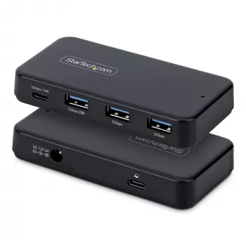 StarTech.com 4-portowy hub USB-C i USB-A, 5 Gb/s, z własnym zasilaniem, kabel hosta 2-w-1 USB-C i USB-A, 1x USB-C i 3x USB-A (1x BC 1.2), zasilacz 36 W w zestawie